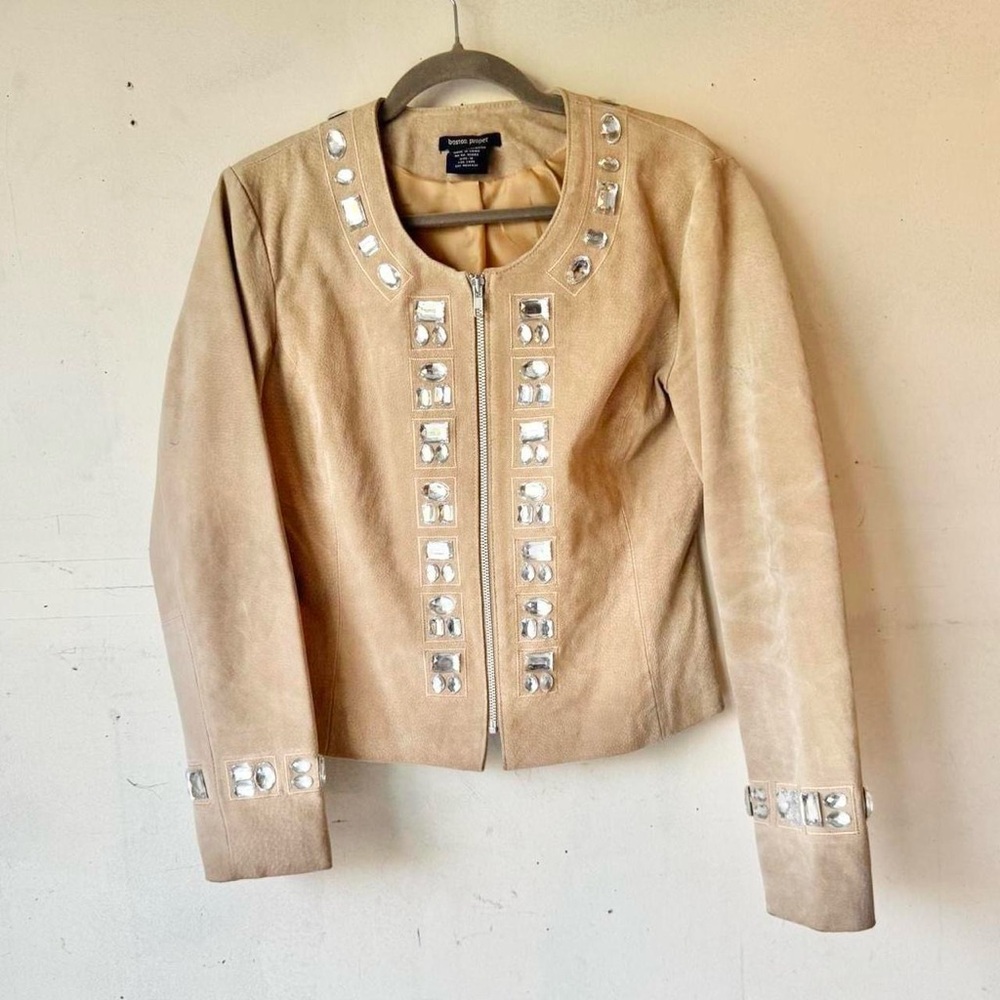 Y2K Rhinestone‎ Leather Jacket - Picture 3 of 10